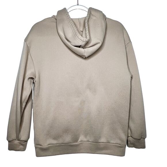 SHEIN Womens Bear Print Kangaroo Pocket Drawstring Hoodie Pullover Beige Size S - Picture 5 of 7